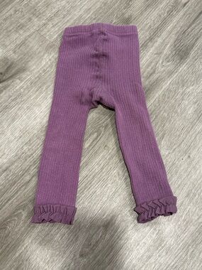 Ruffle Butts Purple Ribbed Leggings with Double Ruffle Ankles